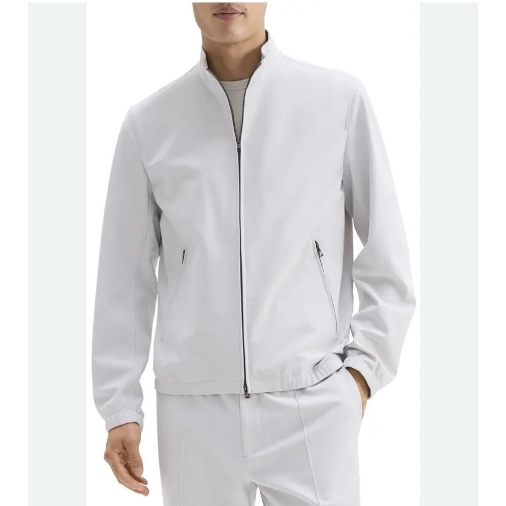 Theory Mens Gray Zip Jacket Medium Lightweight Minimalist Casual Golf Coat FLAW